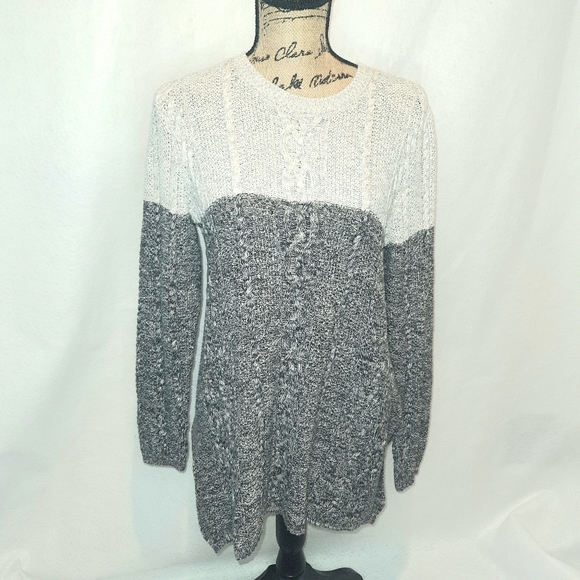 Jeanne Pierre Womens Knit Cotton Sweater Dress Medium Med Gray - Picture 2 of 9